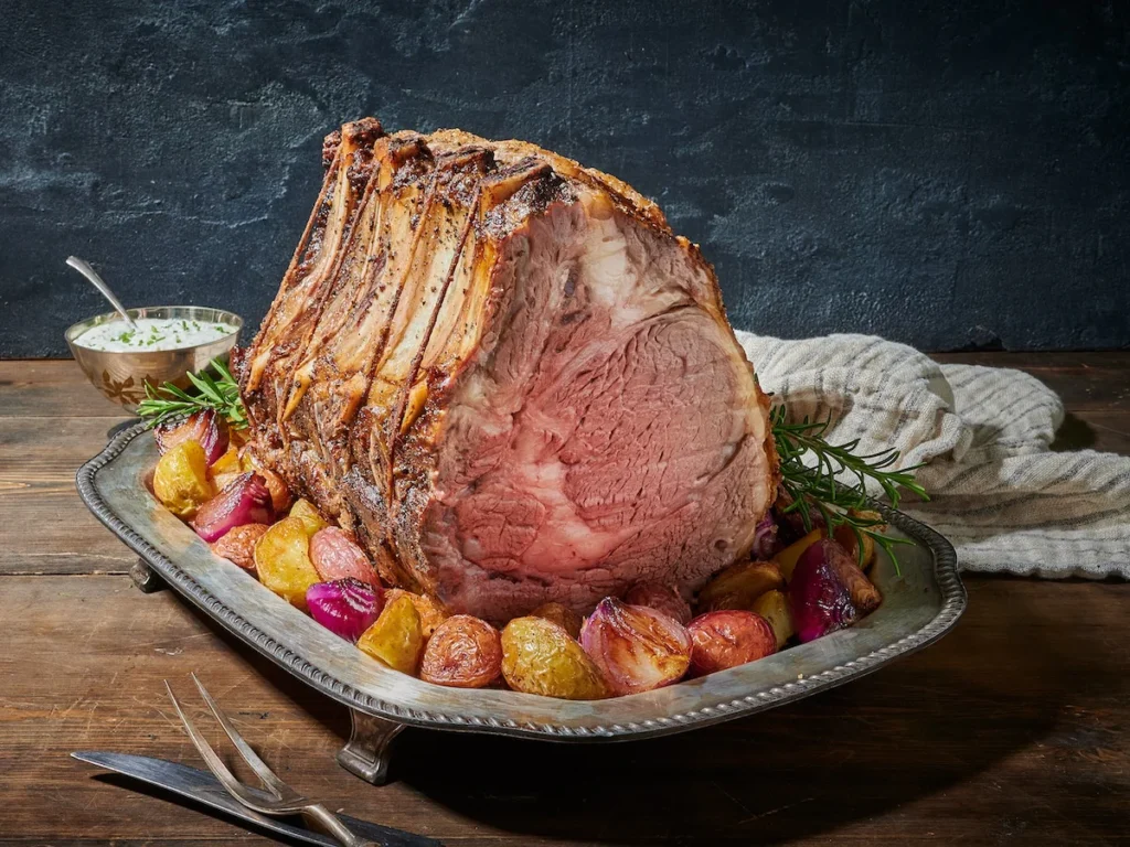 slow roasted prime rib with horseradish cream