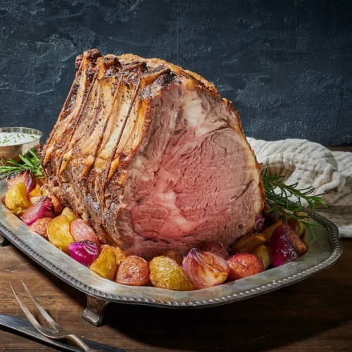 slow roasted prime rib with horseradish cream