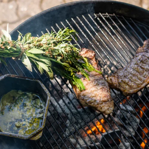 herb brushed steak