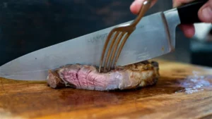 cutting steak