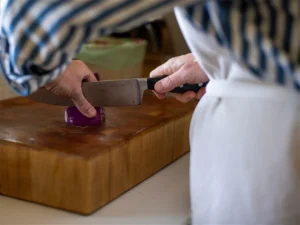 chopping red onion