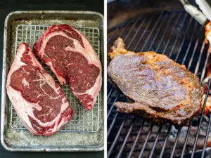 steak roasting in oven or on grill